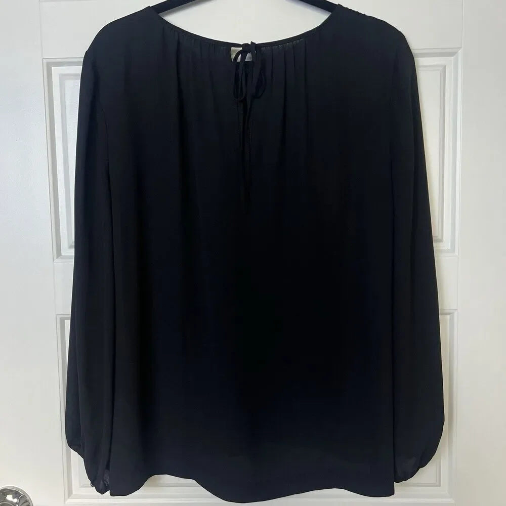 J. Crew Long Sleeve Sheer Black Blouse Size 6